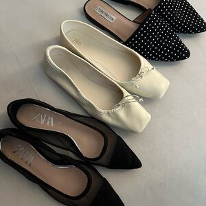 Zara bundle 3 pairs of shoes Cream and Black Flats size 7 in great condition.